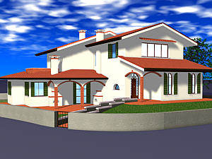 Adria (Ro) Casa di civile abitazione. Elaborazione grafica modello tridimensionale e rendering. (Ing. Adriano Pastore di Rovigo)