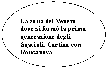 Ovale: La zona del Veneto dove si form la prima generazione degli Sgavioli. Cartina con Roncanova