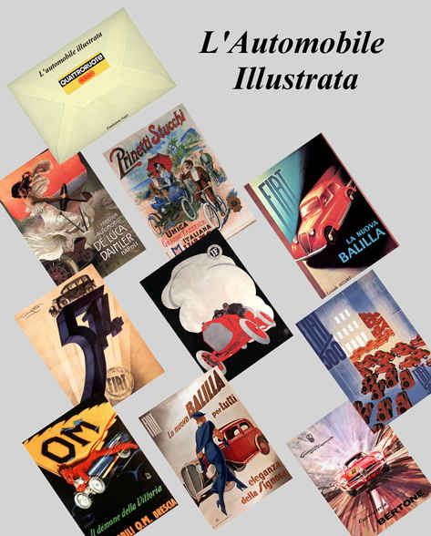 L'automobile illustrata, manifesti pubblicitari d'epoca delle automobili italiane