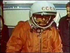 Yury Gagarin walks towards launch pad